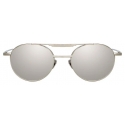 Linda Farrow - Lou Oval Sunglasses in White Gold - LFL1046C3SUN - Linda Farrow Eyewear