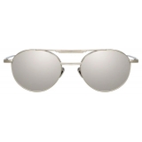 Linda Farrow - Lou Oval Sunglasses in White Gold - LFL1046C3SUN - Linda Farrow Eyewear