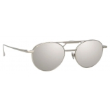 Linda Farrow - Lou Oval Sunglasses in White Gold - LFL1046C3SUN - Linda Farrow Eyewear