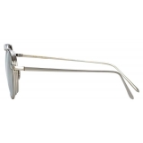 Linda Farrow - Lou Oval Sunglasses in White Gold - LFL1046C3SUN - Linda Farrow Eyewear