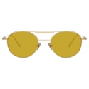 Linda Farrow - Lou Oval Sunglasses in Yellow Gold and Green - LFL1046C2SUN - Linda Farrow Eyewear