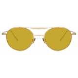 Linda Farrow - Lou Oval Sunglasses in Yellow Gold and Green - LFL1046C2SUN - Linda Farrow Eyewear