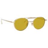 Linda Farrow - Lou Oval Sunglasses in Yellow Gold and Green - LFL1046C2SUN - Linda Farrow Eyewear