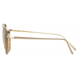 Linda Farrow - Lou Oval Sunglasses in Yellow Gold and Green - LFL1046C2SUN - Linda Farrow Eyewear