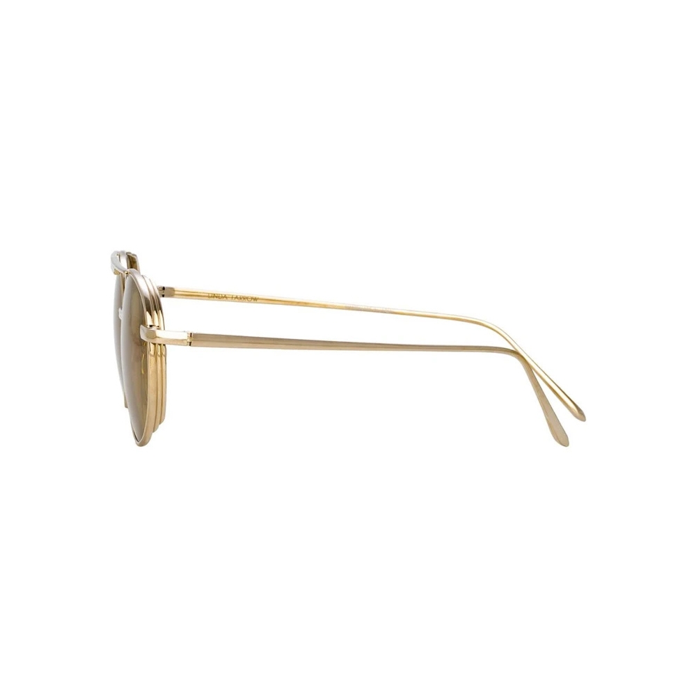 Linda Farrow - Lou Oval Sunglasses in Yellow Gold and Green ...