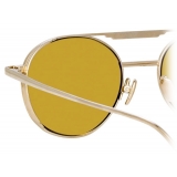 Linda Farrow - Lou Oval Sunglasses in Yellow Gold and Green - LFL1046C2SUN - Linda Farrow Eyewear