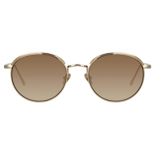 Linda Farrow - Marlon Oval Sunglasses in Light Gold and Mocha - LFL1076C3SUN - Linda Farrow Eyewear