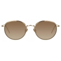 Linda Farrow - Marlon Oval Sunglasses in Light Gold and Mocha - LFL1076C3SUN - Linda Farrow Eyewear