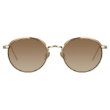 Linda Farrow - Marlon Oval Sunglasses in Light Gold and Mocha - LFL1076C3SUN - Linda Farrow Eyewear