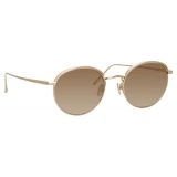 Linda Farrow - Marlon Oval Sunglasses in Light Gold and Mocha - LFL1076C3SUN - Linda Farrow Eyewear