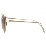 Linda Farrow - Marlon Oval Sunglasses in Light Gold and Mocha - LFL1076C3SUN - Linda Farrow Eyewear