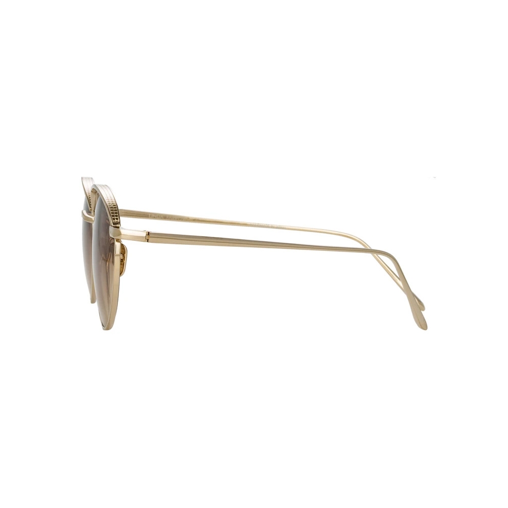 Linda Farrow Marlon Oval Sunglasses In Light Gold And Mocha