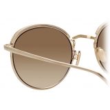 Linda Farrow - Marlon Oval Sunglasses in Light Gold and Mocha - LFL1076C3SUN - Linda Farrow Eyewear