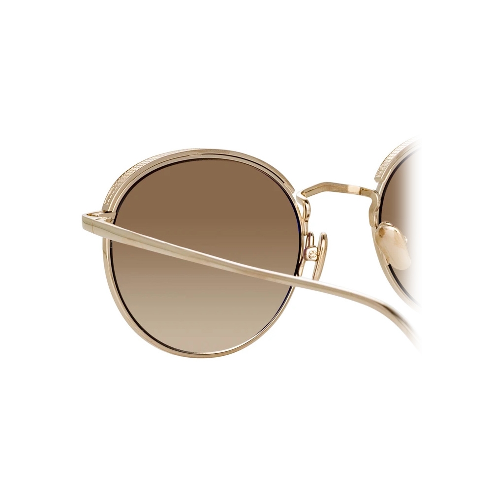 Linda Farrow Marlon Oval Sunglasses In Light Gold And Mocha Lfl1076c3sun Linda Farrow