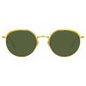 Linda Farrow - Marlon Oval Sunglasses in Yellow Gold and Green - LFL1076C1SUN - Linda Farrow Eyewear