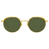 Linda Farrow - Marlon Oval Sunglasses in Yellow Gold and Green - LFL1076C1SUN - Linda Farrow Eyewear