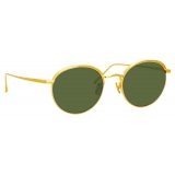 Linda Farrow - Marlon Oval Sunglasses in Yellow Gold and Green - LFL1076C1SUN - Linda Farrow Eyewear