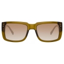 Linda Farrow - Morrison Rectangular Sunglasses in Khaki Green - LFL1027C4SUN - Linda Farrow Eyewear