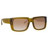 Linda Farrow - Morrison Rectangular Sunglasses in Khaki Green - LFL1027C4SUN - Linda Farrow Eyewear