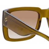 Linda Farrow - Morrison Rectangular Sunglasses in Khaki Green - LFL1027C4SUN - Linda Farrow Eyewear