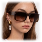 Linda Farrow - Morrison Rectangular Sunglasses in Khaki Green - LFL1027C4SUN - Linda Farrow Eyewear