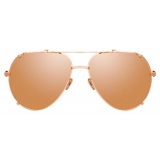 Linda Farrow - Occhiali da Sole Aviator Newman in Oro Rosa - LFL1039C3SUN - Linda Farrow Eyewear