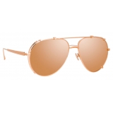 Linda Farrow - Occhiali da Sole Aviator Newman in Oro Rosa - LFL1039C3SUN - Linda Farrow Eyewear