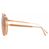 Linda Farrow - Occhiali da Sole Aviator Newman in Oro Rosa - LFL1039C3SUN - Linda Farrow Eyewear