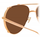 Linda Farrow - Newman Aviator Sunglasses in Rose Gold - LFL1039C3SUN - Linda Farrow Eyewear