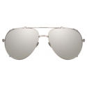 Linda Farrow - Occhiali da Sole Aviator Newman in Oro Bianco e Argento - LFL1039C5SUN - Linda Farrow Eyewear