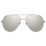 Linda Farrow - Newman Aviator Sunglasses in White Gold and Silver - LFL1039C5SUN - Linda Farrow Eyewear