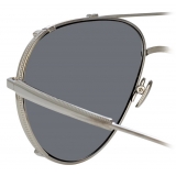 Linda Farrow - Newman Aviator Sunglasses in White Gold and Silver - LFL1039C5SUN - Linda Farrow Eyewear