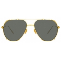 Linda Farrow - Newman Aviator Sunglasses in Yellow Gold - LFL1039C2SUN - Linda Farrow Eyewear