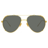Linda Farrow - Newman Aviator Sunglasses in Yellow Gold - LFL1039C2SUN - Linda Farrow Eyewear