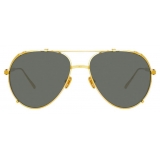 Linda Farrow - Occhiali da Sole Aviator Newman in Oro Giallo - LFL1039C2SUN - Linda Farrow Eyewear