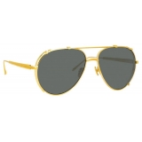 Linda Farrow - Newman Aviator Sunglasses in Yellow Gold - LFL1039C2SUN - Linda Farrow Eyewear