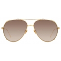 Linda Farrow - Newman Aviator Sunglasses in Yellow Gold - LFL1039C1SUN - Linda Farrow Eyewear