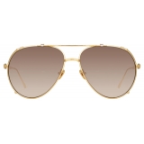 Linda Farrow - Newman Aviator Sunglasses in Yellow Gold - LFL1039C1SUN - Linda Farrow Eyewear