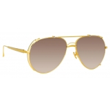 Linda Farrow - Occhiali da Sole Aviator Newman in Oro Giallo - LFL1039C1SUN - Linda Farrow Eyewear