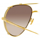 Linda Farrow - Occhiali da Sole Aviator Newman in Oro Giallo - LFL1039C1SUN - Linda Farrow Eyewear