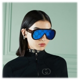 Gucci - Occhiale da Sole Oversize a Mascherina - Tartarugato Blu - Gucci Eyewear