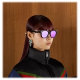 Gucci - Round Frame Sunglasses - Black Burgundy Pink - Gucci Eyewear