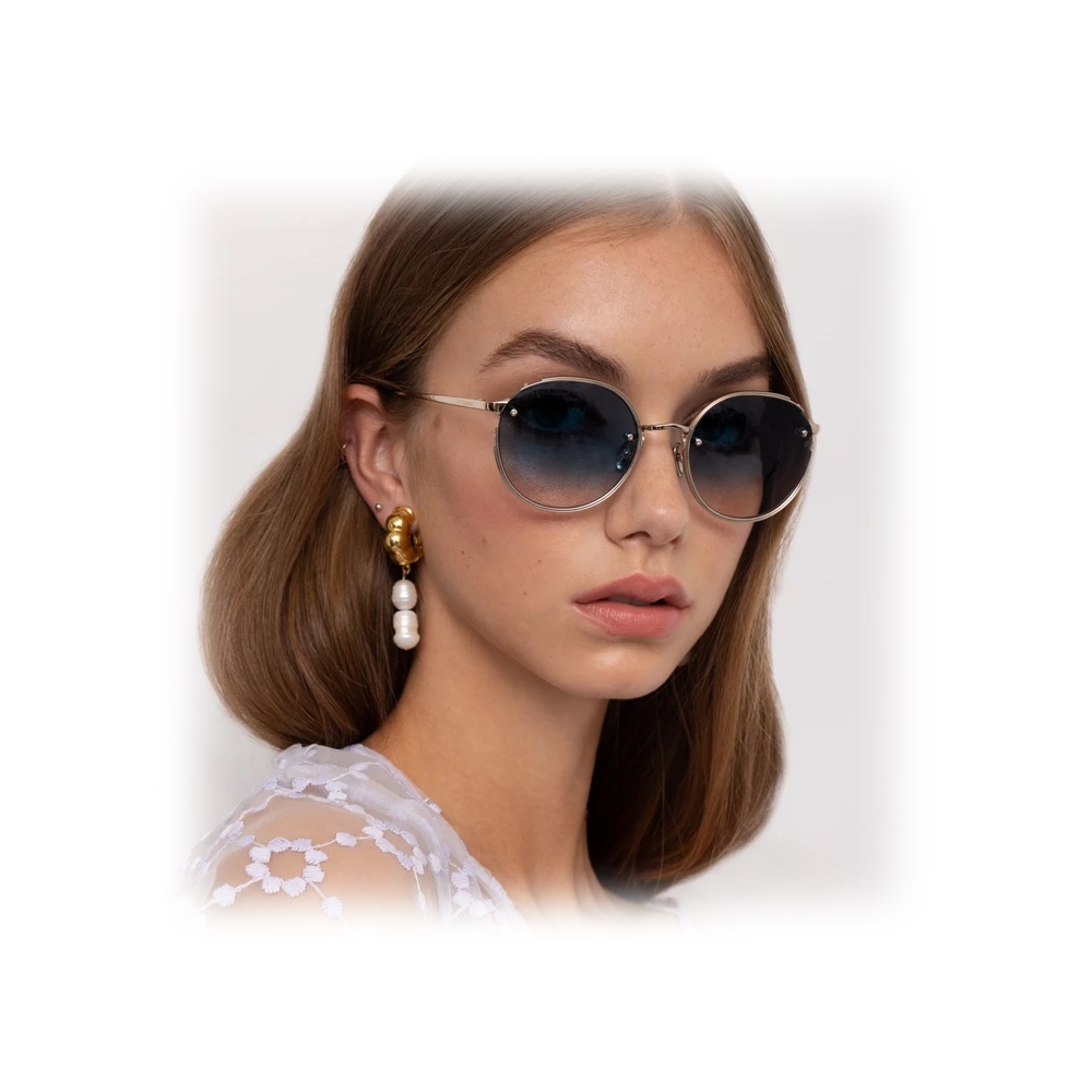 Linda Farrow Nicks Oval Sunglasses In Yellow Gold Lfl948c4sun Linda Farrow Eyewear Avvenice 1738