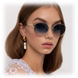 Linda Farrow - Nicks Oval Sunglasses in White Gold - LFL948C6SUN - Linda Farrow Eyewear