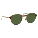Linda Farrow - Nico Square Sunglasses in Light Gold and Green - LFL1108C3SUN - Linda Farrow Eyewear
