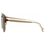 Linda Farrow - Nico Square Sunglasses in Light Gold and Green - LFL1108C3SUN - Linda Farrow Eyewear