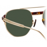 Linda Farrow - Nico Square Sunglasses in Light Gold and Green - LFL1108C3SUN - Linda Farrow Eyewear