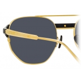 Linda Farrow - Nico Square Sunglasses in Yellow Gold and Grey - LFL1108C1SUN - Linda Farrow Eyewear