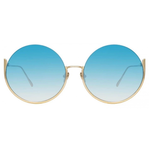 Linda Farrow - Occhiali da Sole Rotondi Olivia in Oro Chiaro e Blu - LFL1006C7SUN - Linda Farrow Eyewear