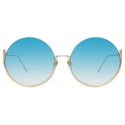 Linda Farrow - Occhiali da Sole Rotondi Olivia in Oro Chiaro e Blu - LFL1006C7SUN - Linda Farrow Eyewear